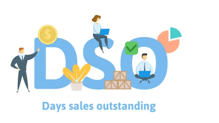 DSO - Days Sales Outstanding with people pie chart drawing